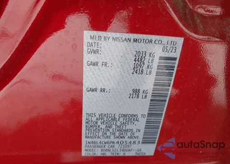 2023 Nissan Altima Sr Intelligent Awd из США, поврежденный, VIN 1N4BL4CW6PN405483